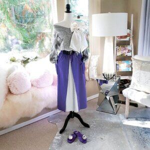 EUC Franc belted purple skirt with pleated grey accent and cargo pockets O S